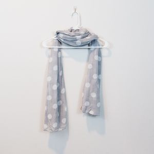 Gray and White Polka Dot Scarf